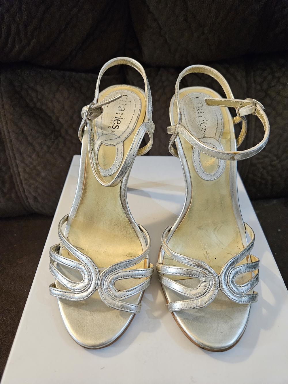 Charles By Charles David Silver Metallic Strappy Heels